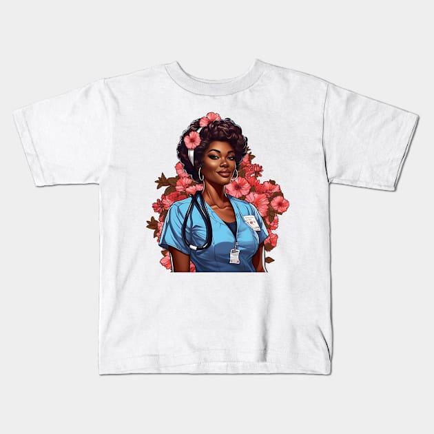 Black Nurse #1 Kids T-Shirt by Chromatic Fusion Studio